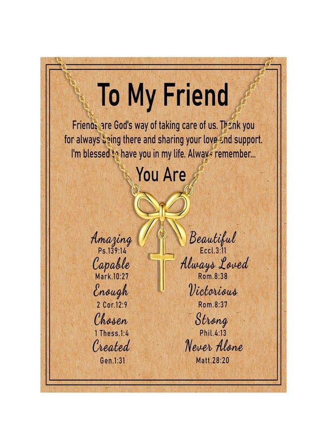 Kenailw Best Friend Friendship Gifts for Women, Stocking Stuffers 2025, Christian Cross Necklace Bow Jewelry, Friendship Friend Birthday Christmas Gift for Woman - Image 1